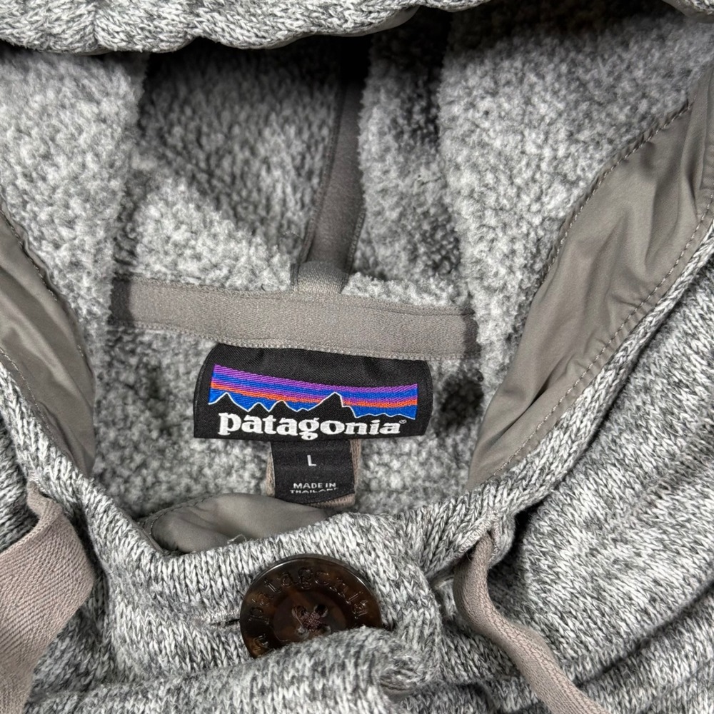 Patagonia Better Sweater Hooded Coat Women's L Gray Birch White Excellent 25850 - Picture 8 of 14